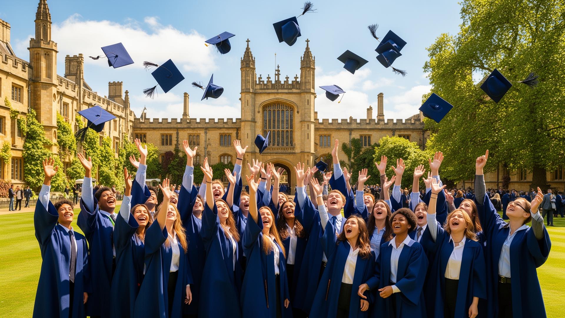 Students celebrating graduation